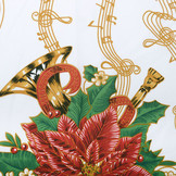 Christmas Fabric Music Red