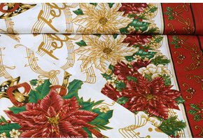 Christmas Fabric Music Red