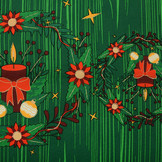 Kerststof  Geruit Groen