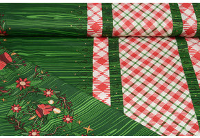 Kerststof  Geruit Groen