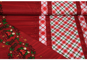 Kerststof  Geruit Rood