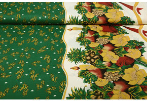 Kerststof  Winter Tafereel Groen