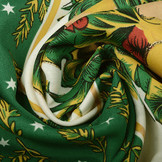 Kerststof  Winter Tafereel Groen