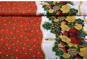 Christmas Fabric Winter Scene Red