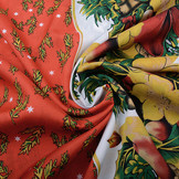 Christmas Fabric Winter Scene Red