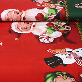 Weihnachtsstoff Weihnachtsmann Zuckerstange Rot
