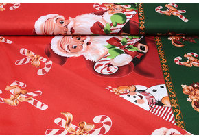 Christmas Fabric Santa Candy Cane Red