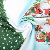 Kerststof  Kerstman Dieren Groen