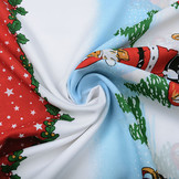 Kerststof  Kerstman Dieren Rood