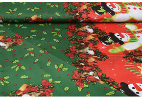 Kerststof  Kerstklokken Groen