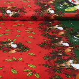 Weihnachtsstoff Weihnachtsglocken Rot