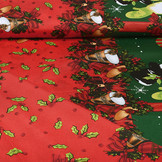 Kerststof  Kerstklokken Rood