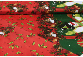 Weihnachtsstoff Weihnachtsglocken Rot