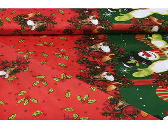 Weihnachtsstoff Weihnachtsglocken Rot