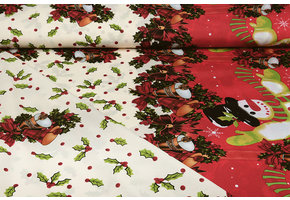 Weihnachtsstoff Weihnachtsglocken Creme