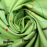 Digital Panel Stretch Cotton Map Europe Blue