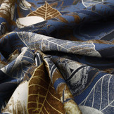 100% Viscose Bladeren Blauw