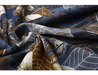 100% Viskose Blätter Blau