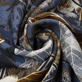 100% Viscose Bladeren Blauw