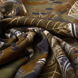 100% Viscose Bladeren Army Groen