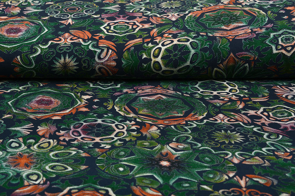 100% Viscose Mandala Groen