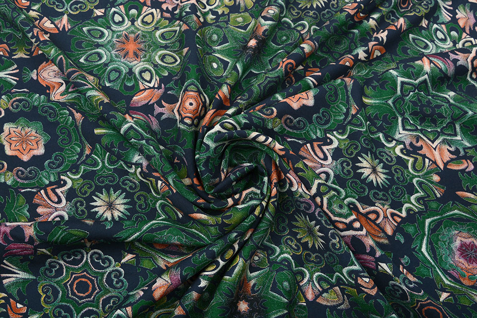 100% Viscose Mandala Groen