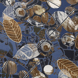 100% Viscose Bladeren Blauw