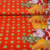 Kerststof  Kerstboompjes Rood