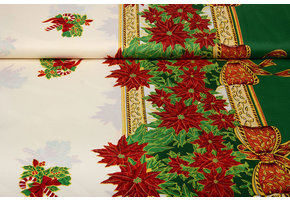 Christmas Fabric Poinsettia Green