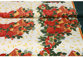 Christmas Fabric Christmas Bell with Holly Green