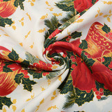 Kerststof  Kerstklok met Hulst Groen