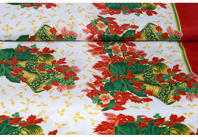 Christmas Fabric Christmas Bell with Holly Red