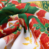 Weihnachtsstoff Weihnachtsglocke mit Stechpalme Rot