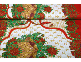 Weihnachtsstoff Große Weihnachtsglocke Rot