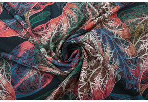 100% Viskose Laufradblatt Multicolor