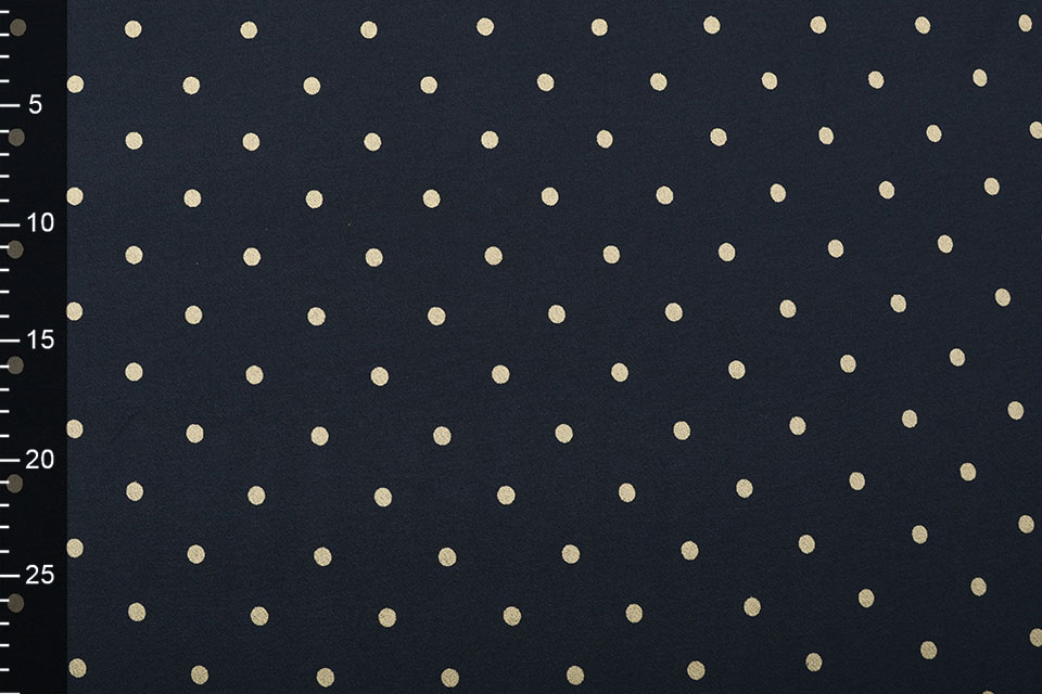 Cotton Jersey Gold Spots Marine Blauw