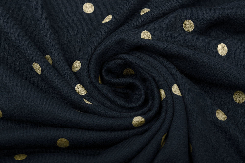 Cotton Jersey Gold Spots Marine Blauw