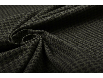 Stretch Katoen Pied de Poule Army Groen