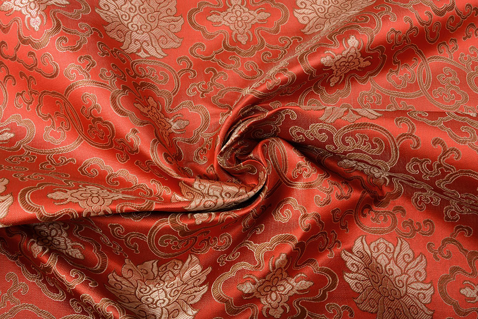 Brokaat Ornament Barok Rood
