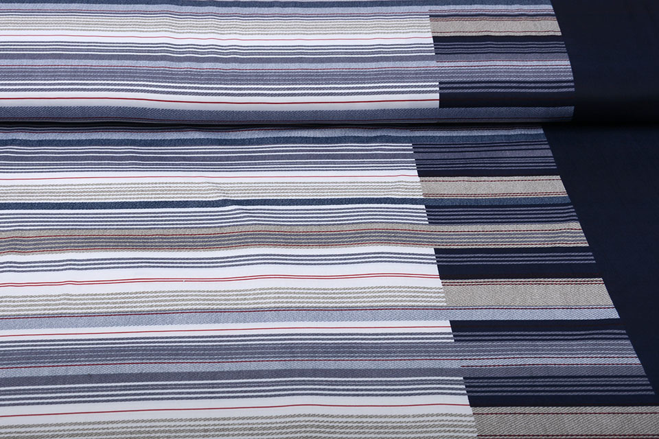 Lycra Tricot Strepen Blauw Wit