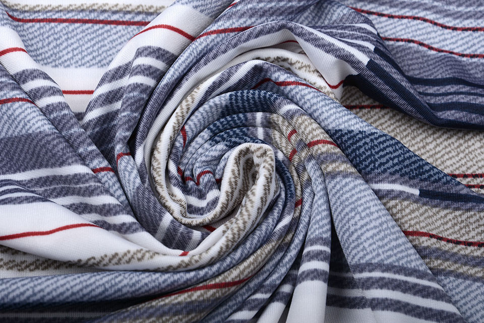 Lycra Tricot Strepen Blauw Wit