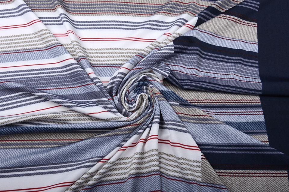 Lycra Tricot Strepen Blauw Wit