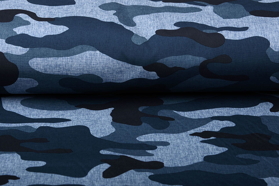 motor Misverstand Vriend Soft Shell Bedrukt Camouflage Blauw - YES Fabrics