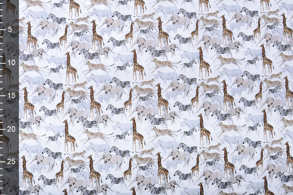 100% Digital Cotton African Animals