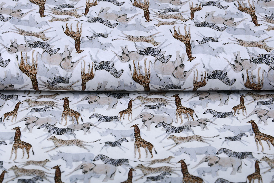 100% Digital Cotton African Animals
