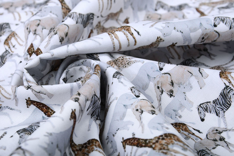 100% Digital Cotton African Animals