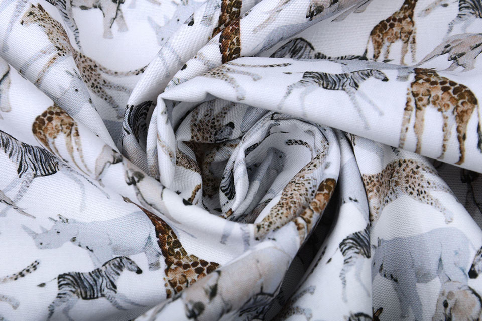 100% Digital Cotton African Animals