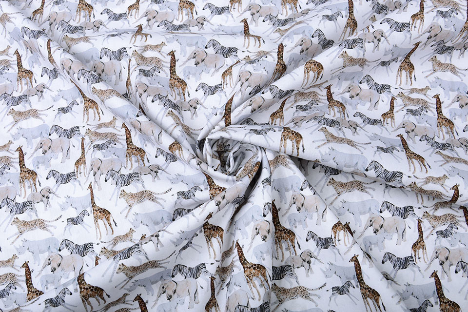100% Digital Cotton African Animals