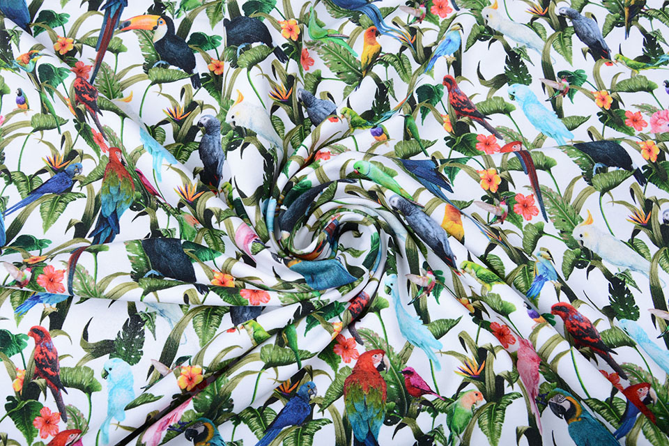 Cotton Jersey Jungle Parrots