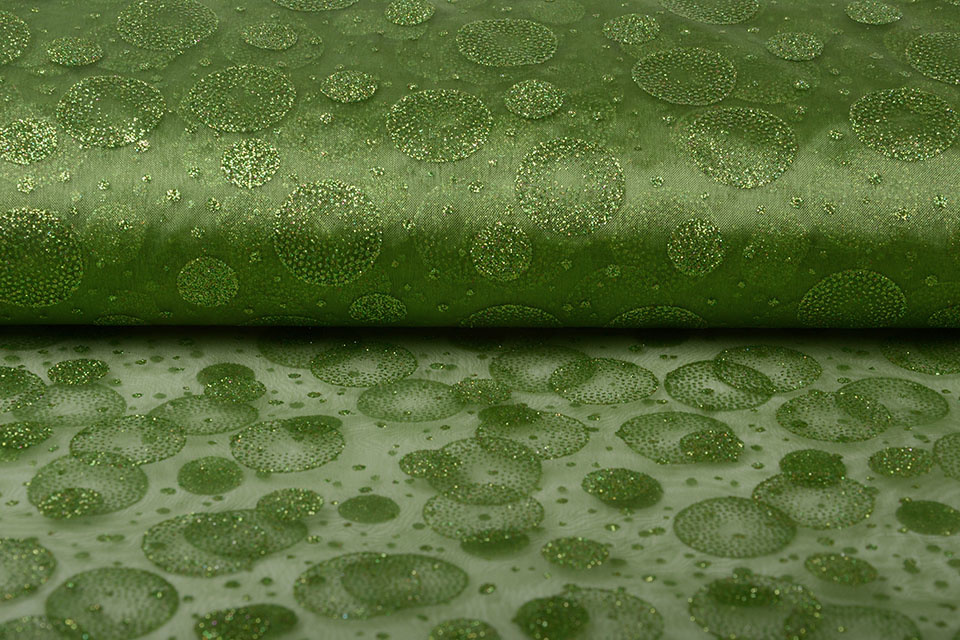 Organza Printed Dots Green